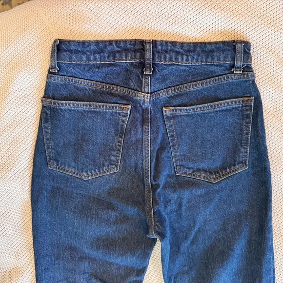 REFORMATION Jax Stretch High Rise Straight Jeans Dark Blue - Picture 13 of 16